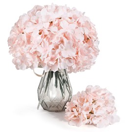 Auihiay 104 pcs Hydrangea Artificial Flowers, Pink Silk Hydrangea Heads with Stems, Hydrangea Flowers for Wedding Centerpiece, Baby Shower, Home Garden Party Decor (Pink)