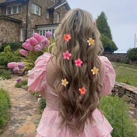 GQLV Small Flower Hair Claw Clips, 12PCS 1.18" Cute Mini Claw Clips for Women/Girls' Thick/Thin Hair, Hawaiian Hair Decorations, Birthday Gifts (A-mulicolored)