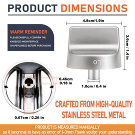 W11239985 Stove Knob Replacement for Whirlpool Gas Range Control Knobs, Replace W10850015 W11032553 Control Knob, Fits WFG525S0HZ1, WFG550S0HZ0, WFG525S0HZ0, WFG535S0JV0, WFG550S0HV0 Stove Knobs