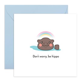 Greeting Cards For Being Happy - 'Don't Worry Be Hippo' - Gifts for Men, Women, Him, Her, Friends, Coworkers - No Stress - Comes with Fun Stickers