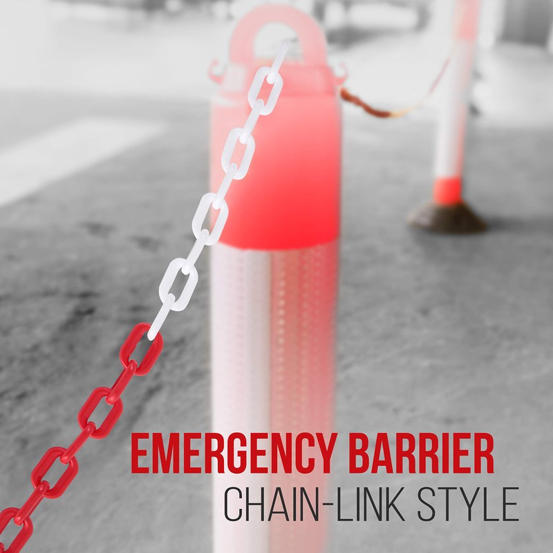 Pyle Safety Chain Barrier Plastic Links - 82' Ft Caution
