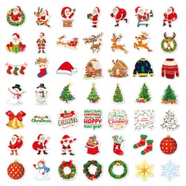 Yimofy Holographic Christmas Stickers 100PCS Glittering Christmas Themed Stickers Non-Repeating Vinyl Waterproof Xmas Holiday Stickers for Water Bottles Laptop Gift Boxes Christmas Decorations (Set B)