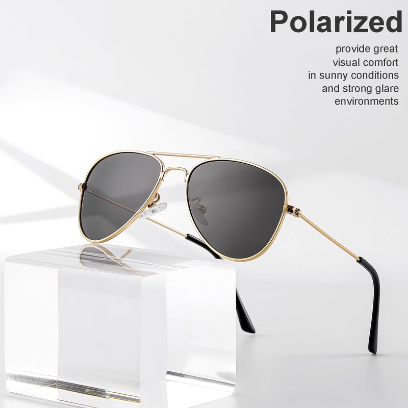 Gleyemor Kids Polarized Aviator Sunglasses for Little Girls Boys Age