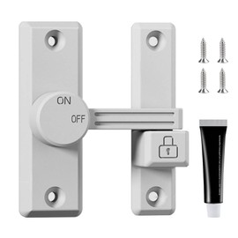 No Drilling Door Latch Lock, Rotate Bolt Locks Gate Latch with 2 Mounting Methods, Enhanced Safet Lock for Sliding & Push Doors - White