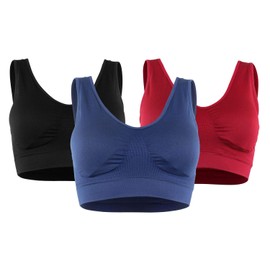 Fabio Farini Sports Bra, Seamless, Comfortable, Strong Support - Available in Black, Red and Blue, Pack of 1 or 3 -