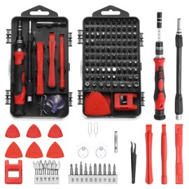 sourcing map 136 in 1 Magnetic Precision Screwdriver Set Electronics Repair Tools Kit with 96 Bits Flexible Shaft and Extension Rod for Cellphone Game Console Laptop PC Computer Camera, Red