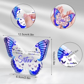 xipixiao Gift for Sister Friendship Gifts for Women Birthday Gift Engraved Acrylic for Birthday Christmas Thanksgiving Butterfly Keepsake Paperweight Home Office Table Shelf
