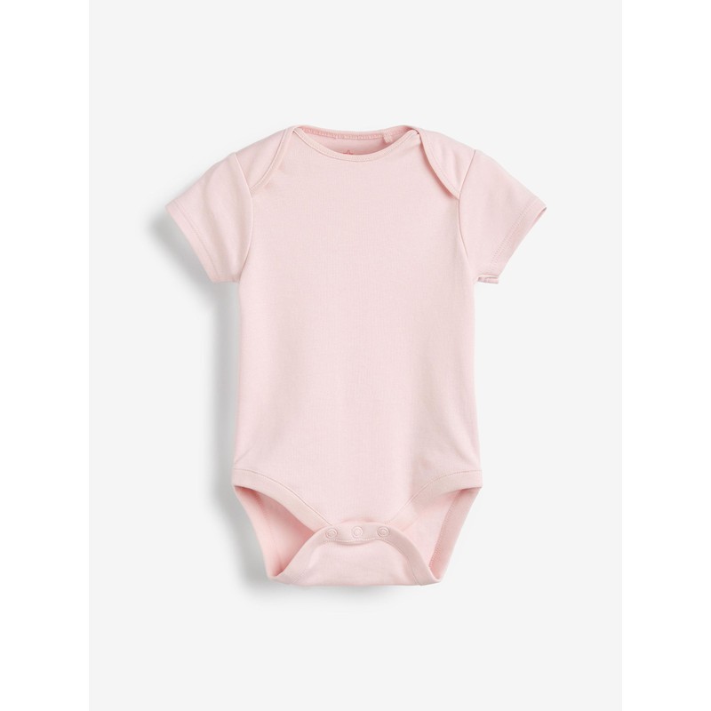 NEXT Organic Cotton Short Sleeve Bodysuits Pack of 5, Pink/white,