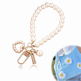 Pearl Keychain Wristlet Golden, Chain Women Cute Purse Charms Rucksack Anhänger,Schlüsselanhänger Mit Herzform Glitzernder Autoschlüsselanhänger Für Frauen Freundin Mama Tochter Geschenk