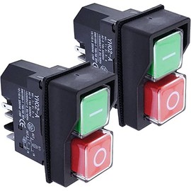 Pair of IP55 Electric On Off Switch Red and Green Button 240V for Belle Minimix Cement Mixer Electric Switch Replacement