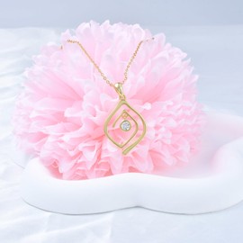 Ring Holder Necklace for Women 14K Gold Plated Sterling Silver Open Ring Keeper Necklaces Wedding Engagement Dainty CZ Rhombus Jewelry Gifts for Wife Mom Girlfriend Nurse Doctor Anniversary Valentines