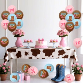 Fangleland 36PCS Boots or Bows Gender Reveal Balloons, Western Cowboy Or Cowgirl Baby Shower Latex Balloons He or She Newborn Neutral Welcome Baby Party Supplies