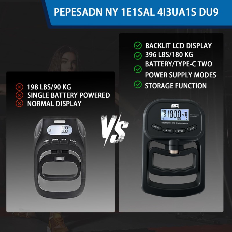 Hand Grip Strength Tester Trainer, 396lbs/180kg Hand Grip Dynamometer with