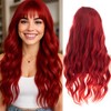 Dsimeig Long Wavy Red Wigs for Women Synthetic Halloween Cosplay