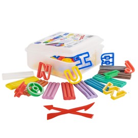 Feuchtmann SCHUL-KNET - Preschool Clay Set 49 Pieces, 400 g Children's Clay with Letters, Numbers and Tools, Vegan Gluten-Free Play Clay, Non-Drying, Non-Toxic Modelling Clay