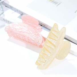Reaky Acrylic Hair Claws Pink Cute Hair Claws Medium Hair Clips Hair Accessories for Women (Pink+Beige)