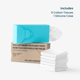 LastTissue® Reusable Cotton Tissue Pack – Sustainable, Durable, Eco-Conscious, Portable & Washable Facial Tissues for Men and Women with Travel Handkerchief Storage Case