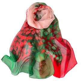 FAIRYGATE Green Neck Scarf Women Chiffon Shawl Neckerchief Long Head Wrap Thin Scarves Beach Hijab Vintage Bridal Shawls Scarf Colorful Cloth Elegant and Stylish B7227
