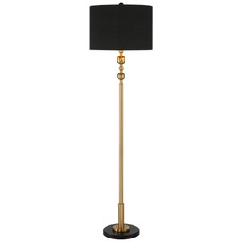 360 Lighting Harlowe Modern Glam Luxury 63" Tall Standing Floor Lamp Skinny Pole Metal Gold Finish Living Room Bedroom House Reading Office Home Decor Entryway Dining Indoor Family Black Drum Shade
