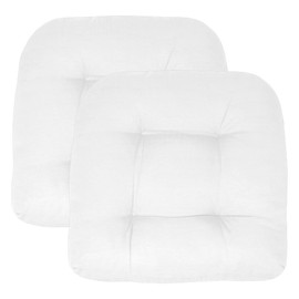 Casual U-Shaped Reversible Seat Pads Patio Chair Cushions Set of 2 | 19.0 in. L X 19.0 in. W X 5.0 in. H Size | Weatherproof Tufted with Soft & Plush Filling | Pretty Pure White Color Solid Pattern