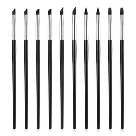 LIQWEI 10 Pcs Silicone Paint Brushes, Professional Silicone Sculpting Tools Glue Brush, Flexible Paint by Number Brushes Nail Clay Tools for DIY Handicraft Shaping Carving Pottery Artwork(Black)