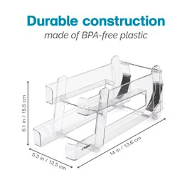 Polder Gravity Feed Can Dispenser, BPA-Free Plastic Beverage and Drink Dispenser, Holds Up to 10 Soda Cans, Ideal for Refrigerators and Countertops, Fridge Organizer, 14" x 5.3" x 6.1"