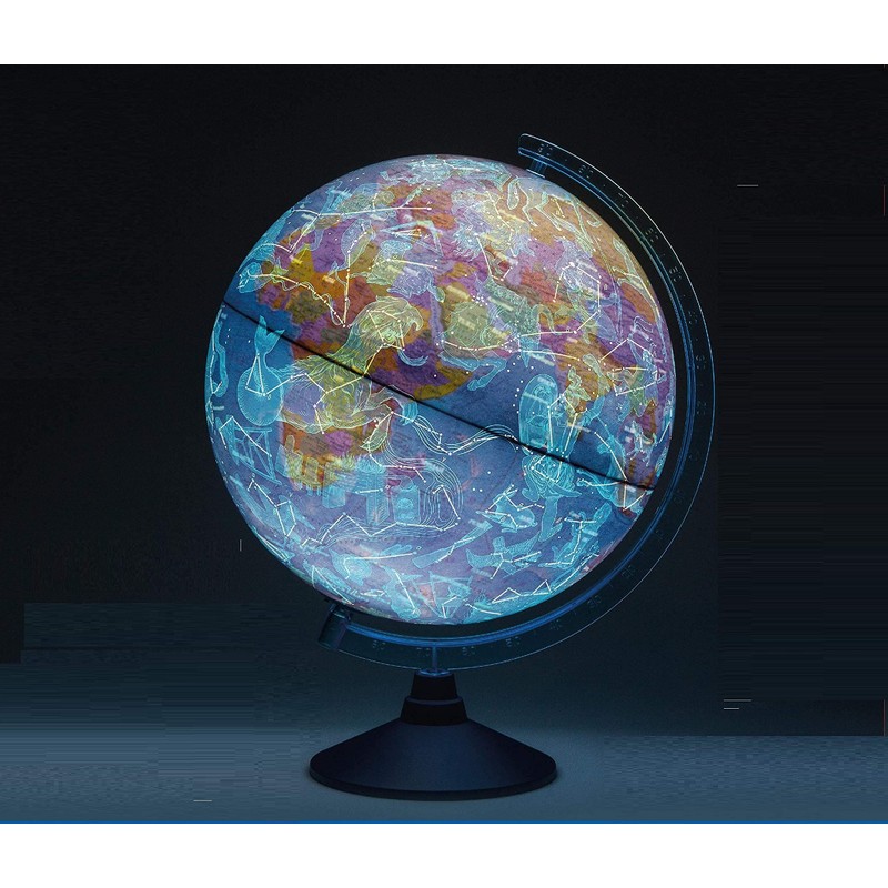 Exerz 21cm Illuminated Globe - Physical Map Daytime/Constellation Stars with