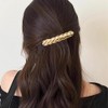5PCS French Flat Hair Barrettes for Women, Non-Slip Gold Metal
