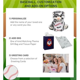 DolliBu Squat White Tiger Stuffed Animal with Baseball Plush - Soft, Huggable Tiger, Great Gifts for Kids Who Love Baseball, Cute Wild Animal Plush with Plush Baseball Toy for Kids, Adults - 8 Inches