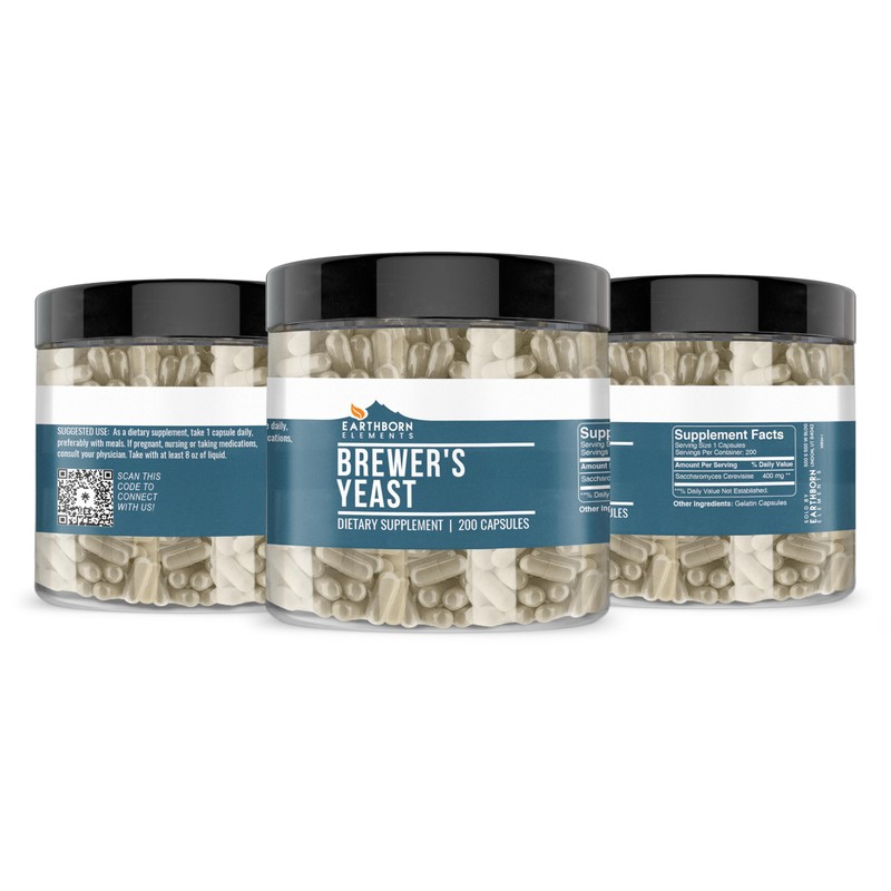 Earthborn Elements Brewer's Yeast 200 Capsules, Pure & Undiluted, No