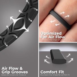 ThunderFit Stackable Silicone Rings for Women, Breathable Rubber Wedding Bands - Braided Design 3mm Wide 1.8mm Thick - 3/8 Variety Multipack