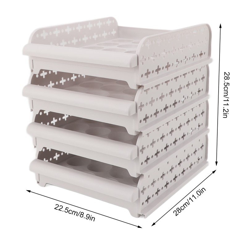 4PCS Egg Container for Refrigerator PP Stackable Shockproof Egg Drawer