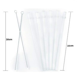 ZYTC Straws for YETI Cup 30-42oz, Reusable Clear Transparent Drinking Straws Replacement for YETI Straw Lids, Set of 6 with 2 Cleaning Brushes