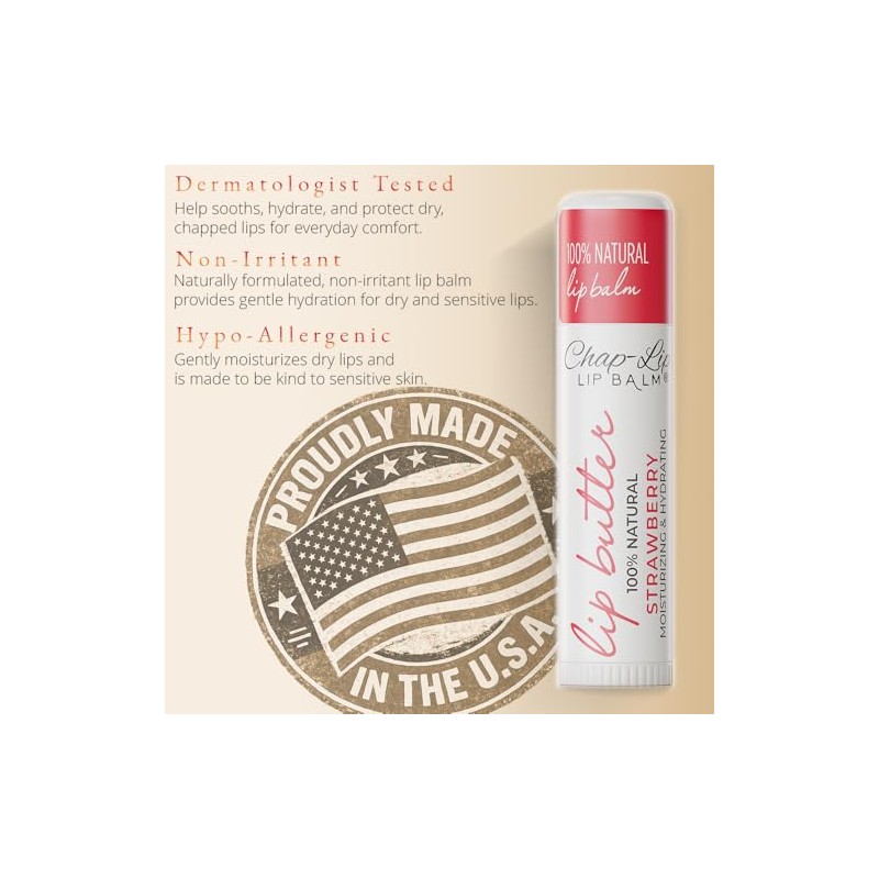 Chap-Lip Bálsamo Labial Hidratante 100 Natural Con Sabor A Frutas,