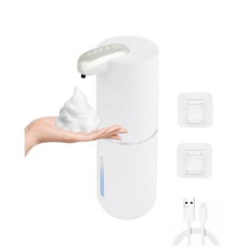 Automatic Soap Dispenser Touchless-Rechargeable,Liquid soap Dispenser-4 Adjustable Levels,4 Power Indicators-13.4oz-Suitable for Kitchen and Bathroom (White-12, ASD0016-Foam Soap Dispenser)