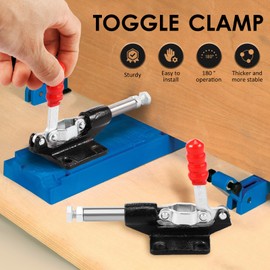 2 Pcs Toggle Latch Clamp Efficient Hold Down Clamp with 500Lbs Holding Capacity Fast Release Toggle Latch for Woodworking Welding Industrial Equipment.(Silver Black)