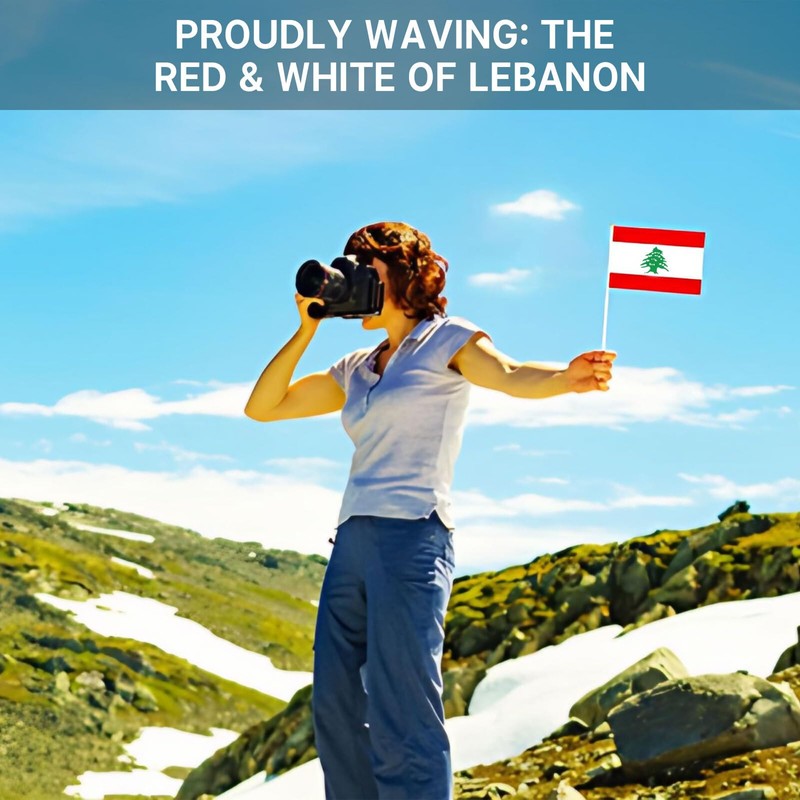 Lyvixora ​10 PCS Lebanese Flag Handheld Mini Flags - Lebanon