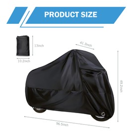 Titgoes 1 PC Motorcycle Cover, Full Motorbike Cover with Lock-holes, Sun Outdoor Protection with Storage Bag, All-season Protection Vehicle Accessories, Universal for Motorcycles (Black)