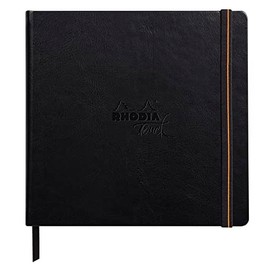 Rhodia Rhodia Touch 116177C Sketchbook Mixed Media Book, 20 Sheets Paint'ON Paper, Extra White, 250 g, 21 x 21 cm, Ideal for Mixed Techniques and Art, Black, Pack of 1