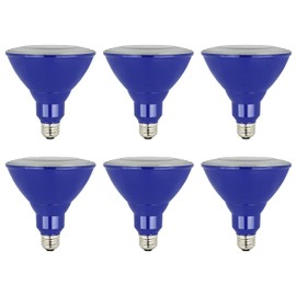 6-Pack Sunlite LED PAR38 Blue Floodlight Bulb, 8W (25W Equivalent), Medium (E26) Base, Indoor, Outdoor, Wet Location, 25,000 Hour Lifespan, UL Listed
