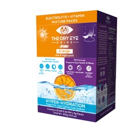 The Dry Eye Drink l Ultimate Hydration for Dry Eyes l Sugar-Free Electrolyte Powder Packets l Blended with Vitamins, Green Tea, Turmeric, Taurine, and DHA l 5g x 20 Packets (Orange AM/PM)