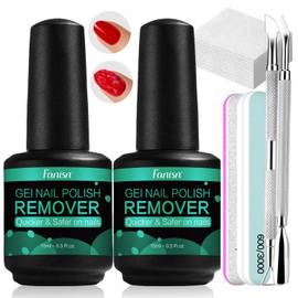 Gel Nail Polish Remover Kit with Tools, Quick Removal in 2-5 Mins, No Foil/Soaking Needed, Includes Cuticle Pusher & Nail File, No Acetone for Home DIY, Safe for Natural Nails
