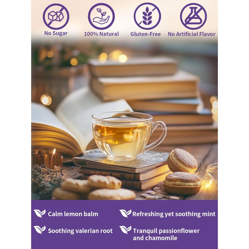 TeeLux Chamomile Passionflower Tea, Caffeine Free Tea with Lemon Balm,