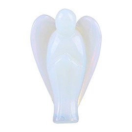 Akozon Guardian Angel 1.5 Inch Beautiful Natural Opal Stone Carved Angel Crystal Stone Gift Talisman Lucky Charm Reiki Decoration