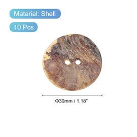 uxcell 10 Pcs Natural Shell Buttons, 2 Hole Mother of Pearl Buttons 30mm Sewing Buttons Sewing Craft Buttons for Shirt Sewing DIY Crafts Decoration, Brown