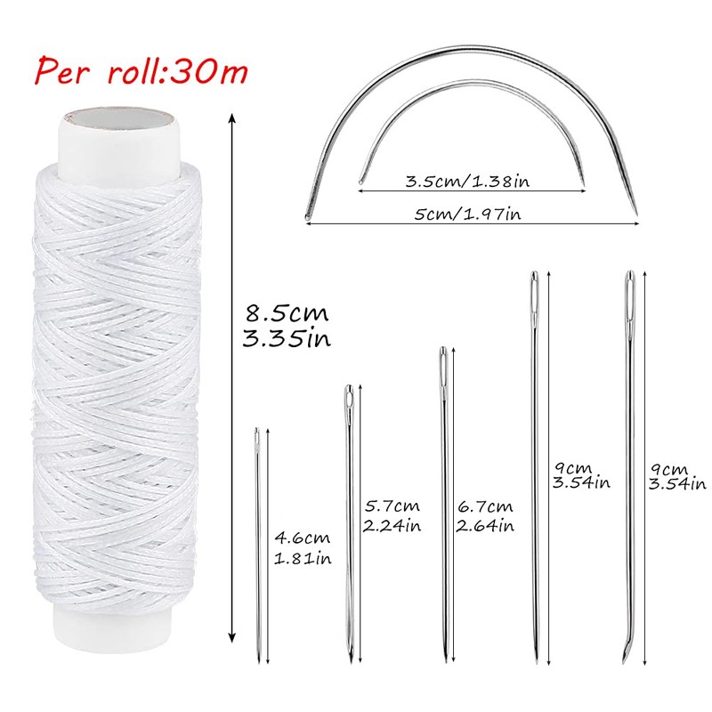 32 Yards Waxed Thread with Leather Hand Sewing Needles,150D Flat