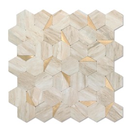 OYASIMI Hexagon Peel and Stick Backsplash for Kitchen Wall, 20 Sheets Heat Resistant Stick on Backsplash PVC Smart Tiles, 12'' Beige Marble Waterproof Peel and Stick Wall Tiles for Bathroom
