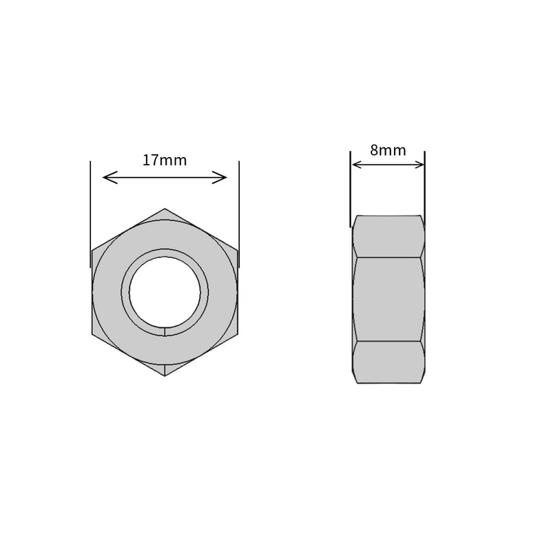 M10 (10mm) Hex Full Nut - Grade 8 Steel BZP