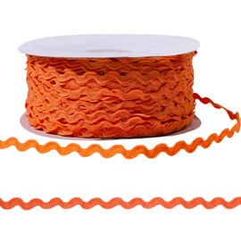 FREEBLOSS 100 Yards Rick Rack Wave Bending Fringe Trim Wide Decorative Braided Woven RIC Rac Ribbon Zig Zag Trim for Crafts Quilting DIY Projects Vibrant Colors Vintage-Inspired Wave Design, Orange