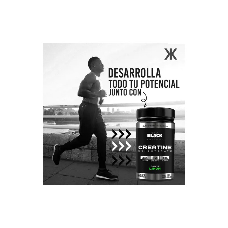 Black Supplements Creatina Monohidratada 1kg 200 Servicios